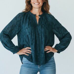 J. Jill Women's Long Sleeve Teal Blue Top Size: S - Flowy Relaxed